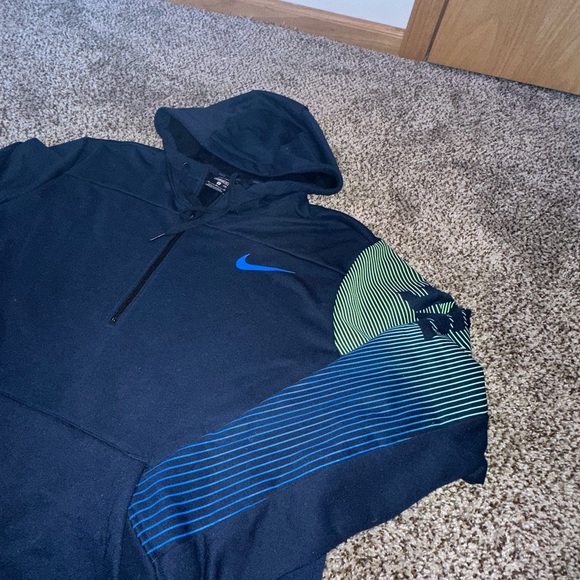 Nike Navy Blue Hoodie with Graphic Sleeve - Picture 2 of 4